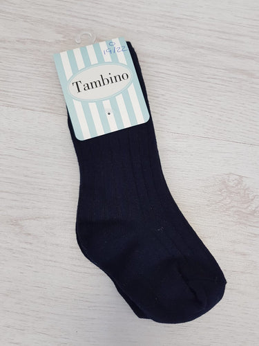 Navy blue knee high rib socks