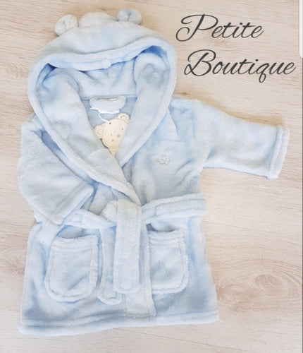 Blue soft fleece dressing gown