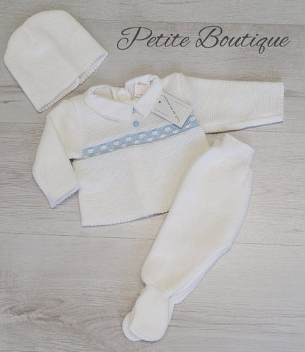 Spanish white/blue 3pc knit set