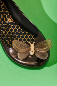 Mini Melissa- girls black bug jelly ballerina shoe