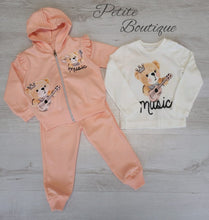 Load image into Gallery viewer, Girls peach bear 3pc lounge set