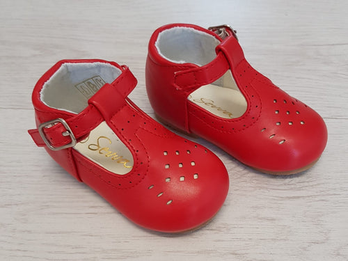 Matte red T-bar shoes