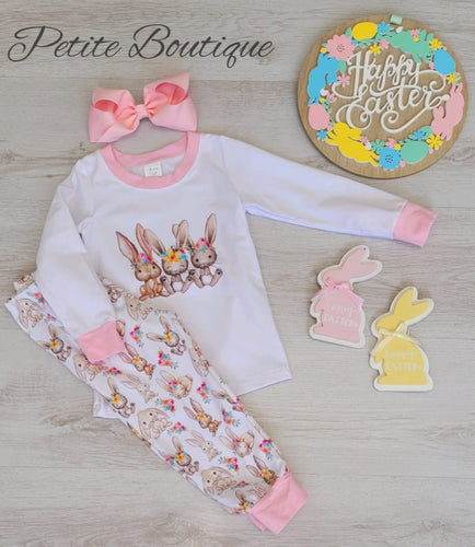 Girls bunnies easter pyjamas