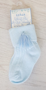 Blue ankle tassel socks