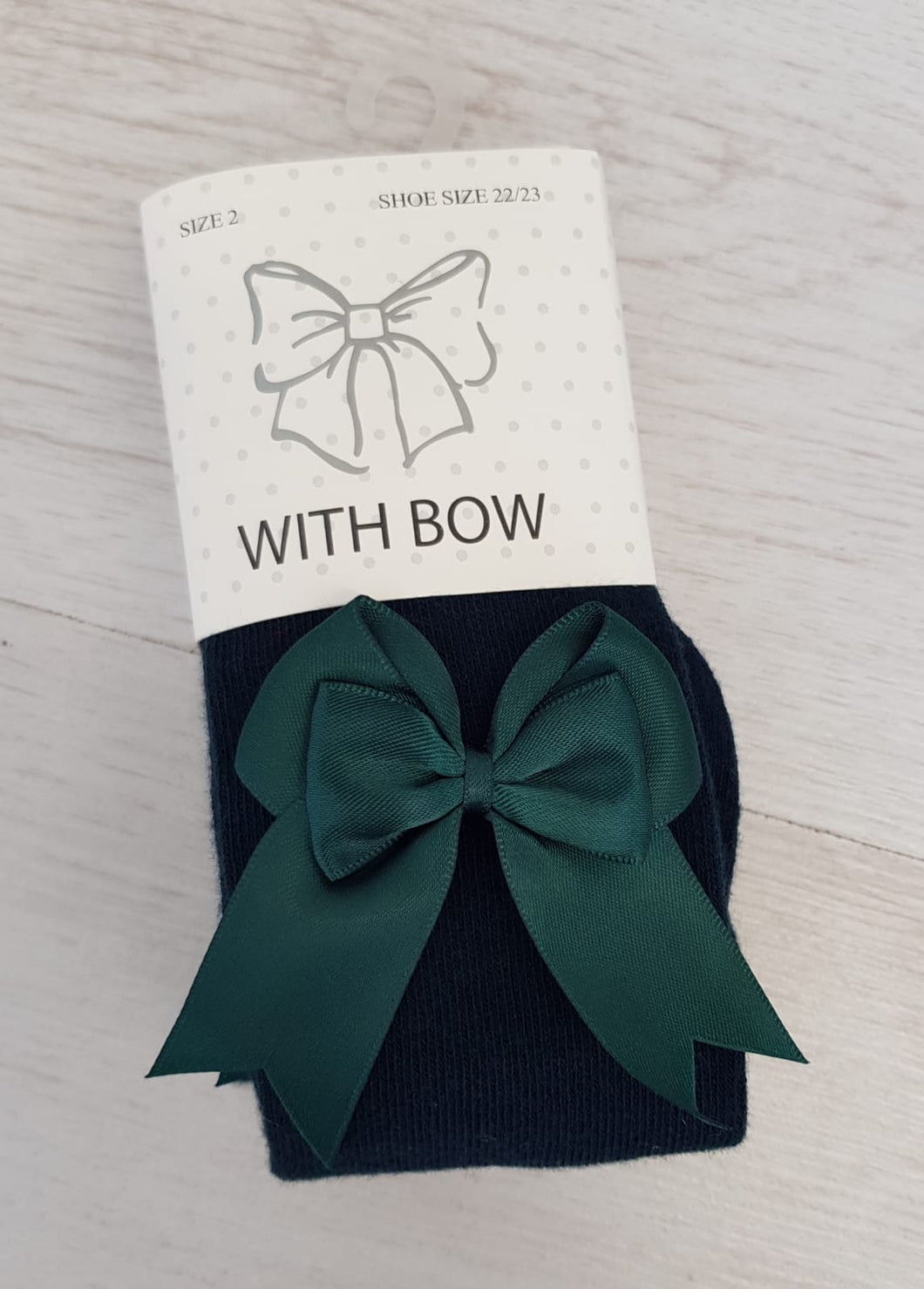Bottle green bow tights