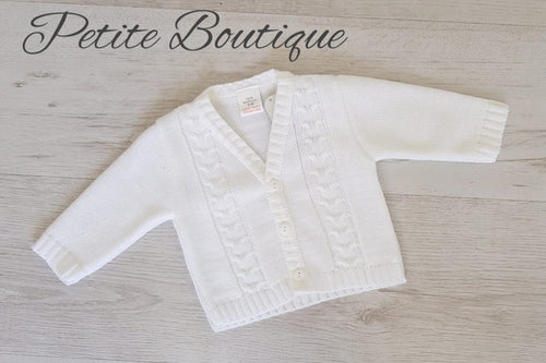 Spanish boys white cable knit cardigan