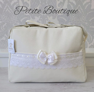 Spanish cream/white pram bag