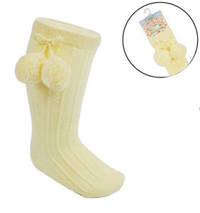 Lemon knee high pompom socks