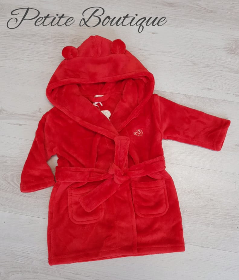 Red soft fleece dressing gown