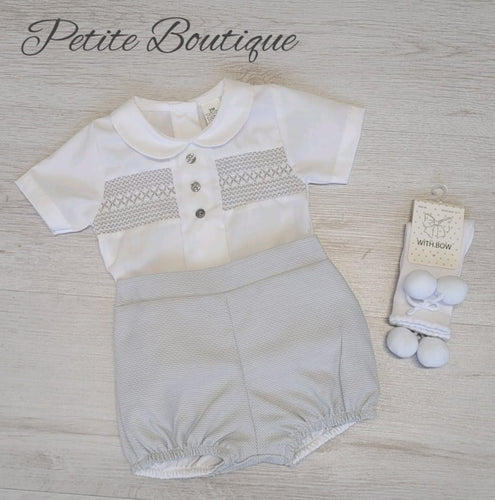 Spanish grey smock shirt & short set