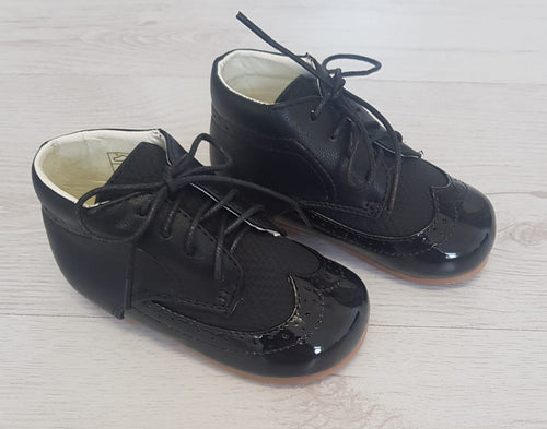 Black brogue style boots