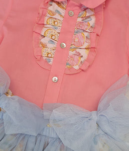 Babine doughnut print shirt & skirt set
