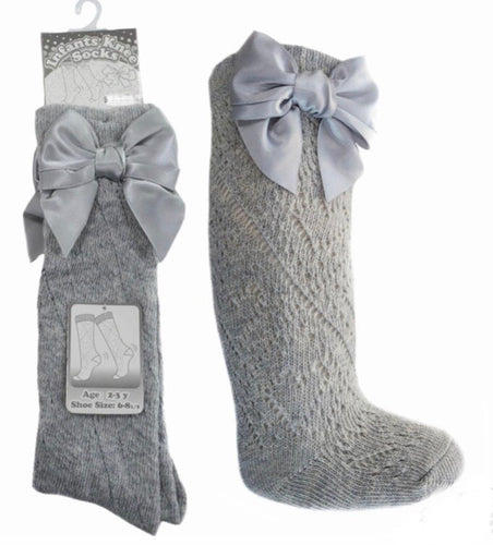 Grey knee high pelerine bow socks