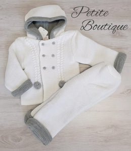Spanish white/grey 2pc thick knit set