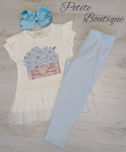 Load image into Gallery viewer, Caramelo flower box blue legging set