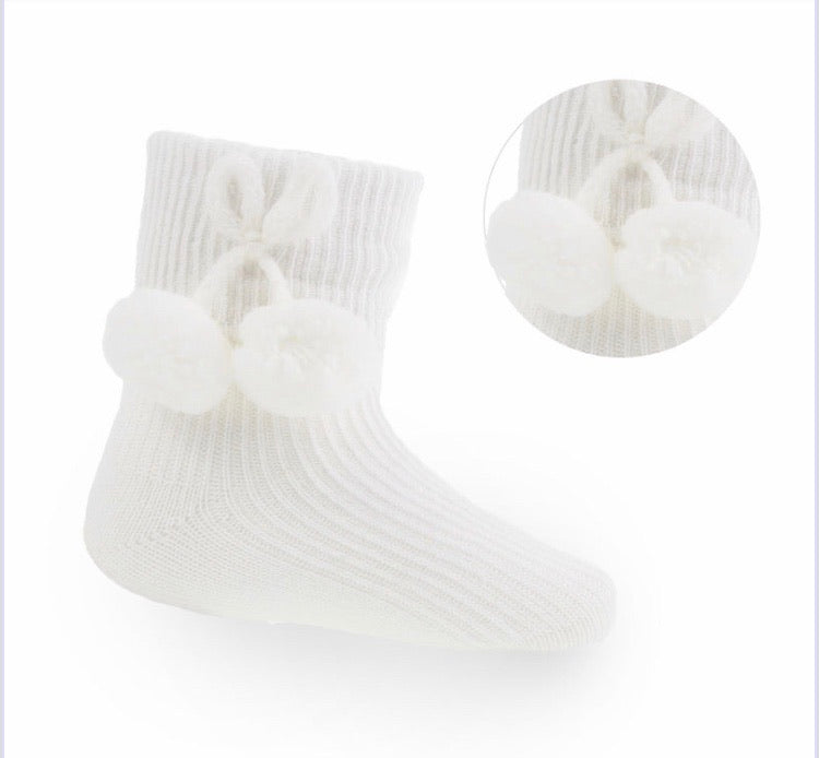 Pale cream pompom socks