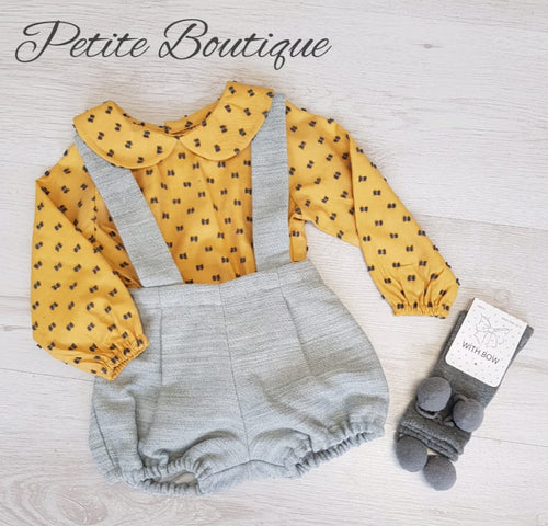 Spanish grey/mustard braces short set