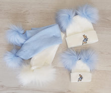 Load image into Gallery viewer, Faux fur double pompom hat Peter rabbit