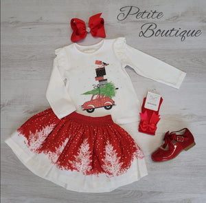 Caramelo Christmas top & skirt set
