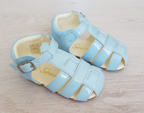 Boys blue patent sandals