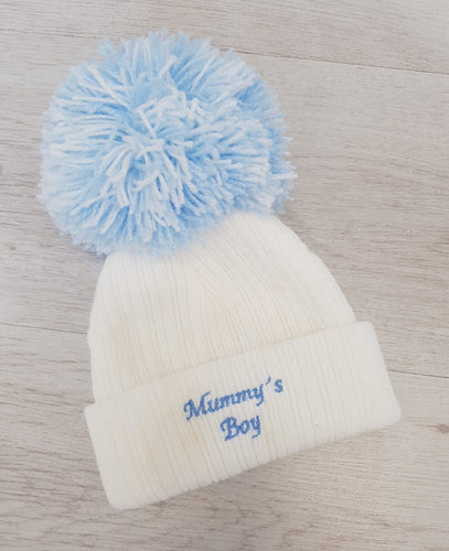 Mummy’s boy pompom hat