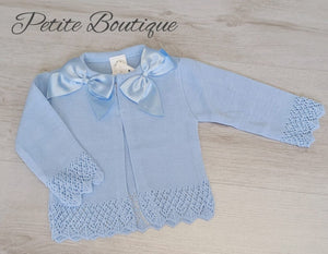 Spanish blue double bow cardigan