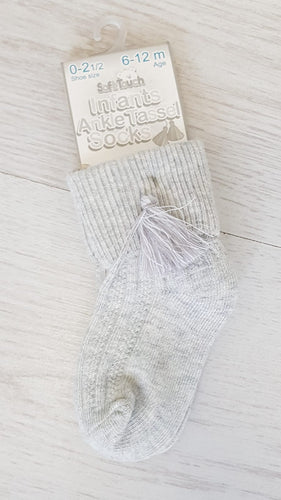 Grey tassel ankle socks