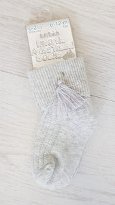 Grey tassel ankle socks