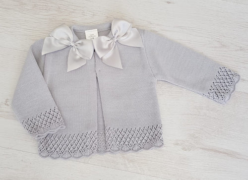 Spanish grey double bow cardigan