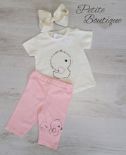 Load image into Gallery viewer, Girls pink chick tshirt &amp; 3/4 length legging set
