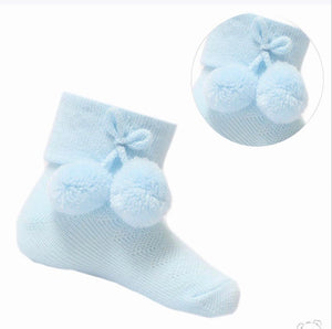 Blue ankle pompom socks