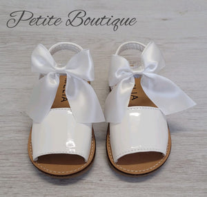 White bow sandals