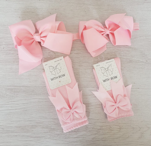 Baby pink knee high socks + 5inch headband
