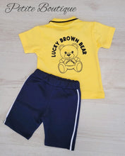 Load image into Gallery viewer, Boys yellow bear polo shirt &amp; short set