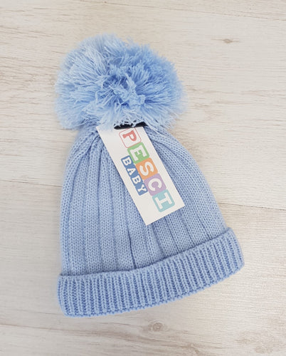Blue pompom hat