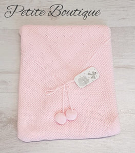 Spanish pink pompom shawl