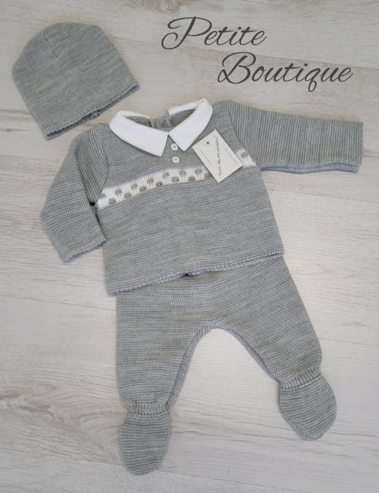 Spanish grey/white 3pc knit set