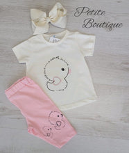 Load image into Gallery viewer, Girls pink chick tshirt &amp; 3/4 length legging set