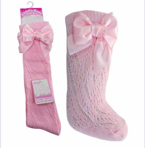 Pink knee high pelerine bow socks