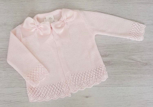 Spanish pink double bow cardigan