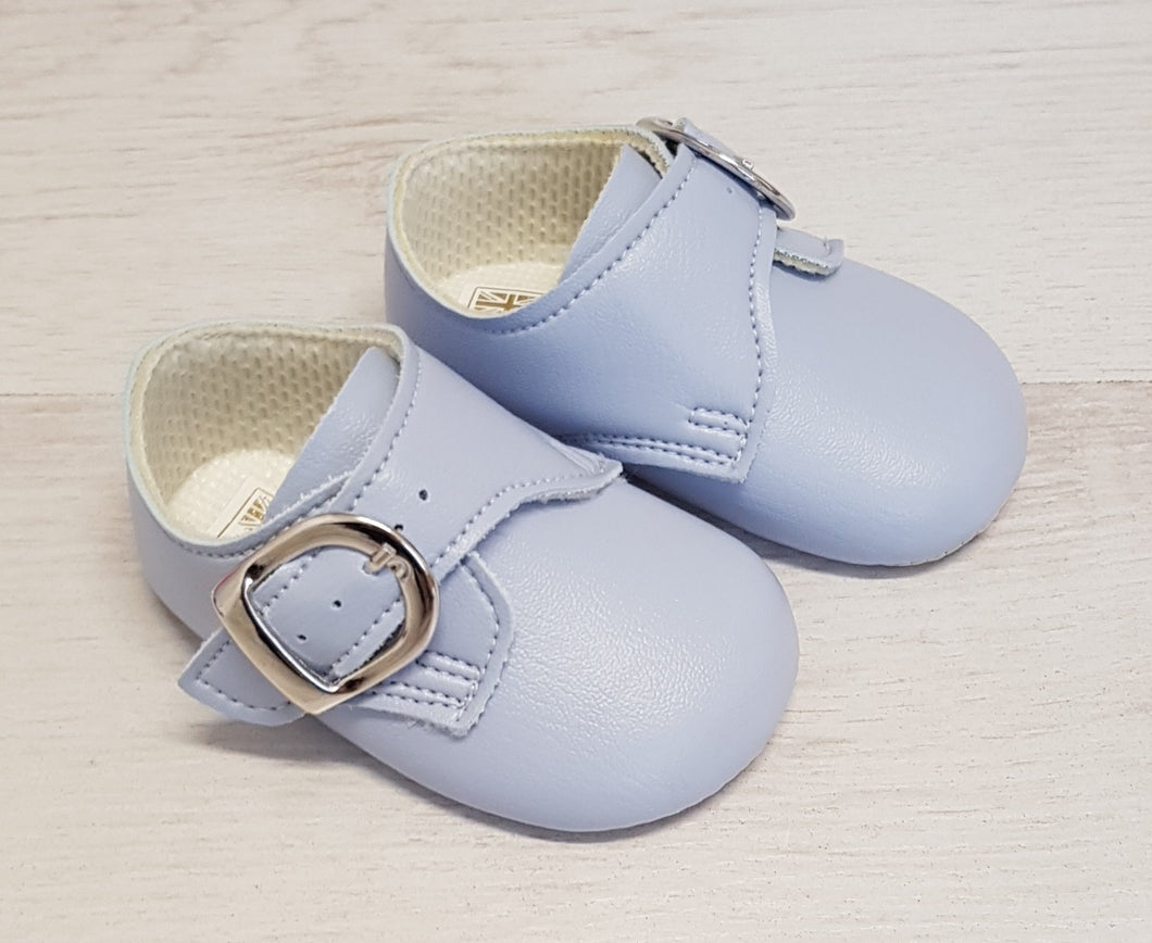 Matte blue buckle soft sole shoes