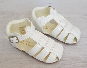 Boys white patent sandals