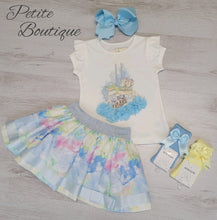 Load image into Gallery viewer, Caramelo carousel horse blue top &amp; skirt set