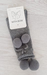 Grey knee high pompom socks
