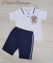 Load image into Gallery viewer, Boys white bear polo shirt &amp; short set