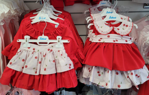 Babine red shirt & cherry print skirt set