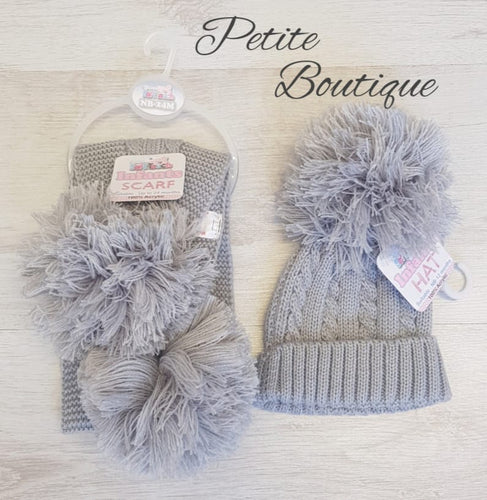 Grey cable knit hat/scarf