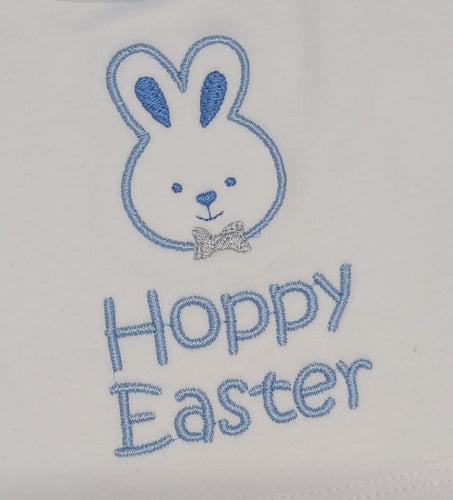 Blue hoppy Easter bib