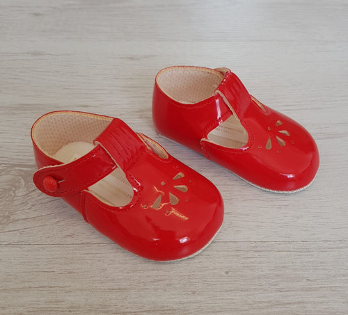 Red unisex patent soft sole shoes