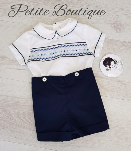 Sarah Louise smock shirt & navy short set